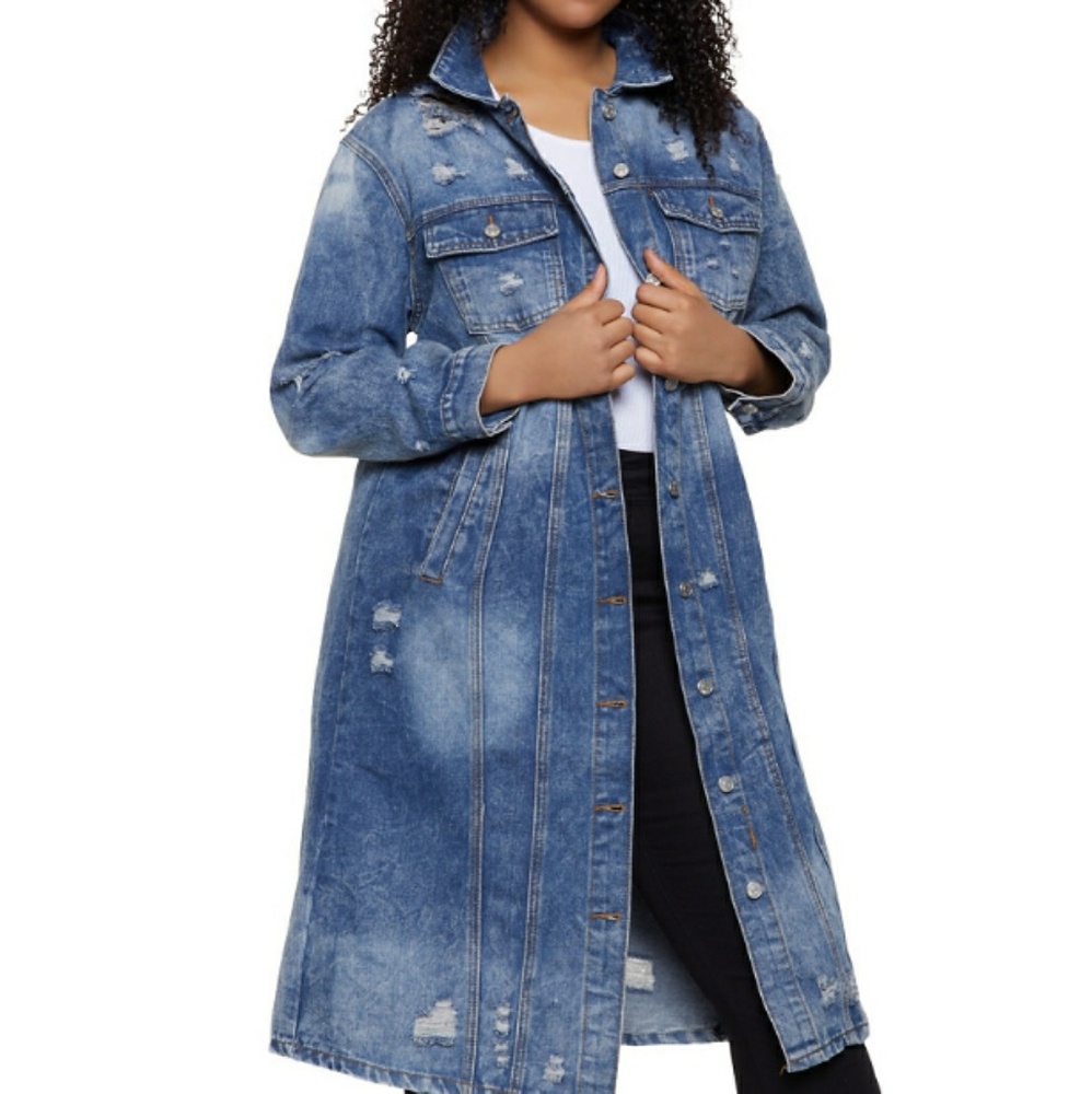 Long denim jacket